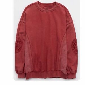 Aerie keep it light crochet Crew Sweatshirt